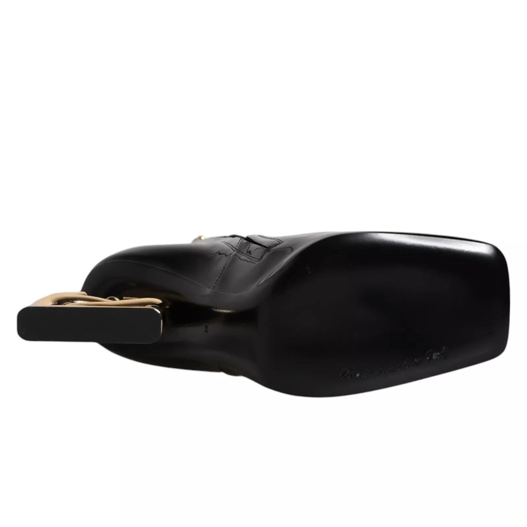 Dolce & Gabbana Black Jackie Leather Mid Calf Boots Shoes - Beyzy Store - Dolce & Gabbana