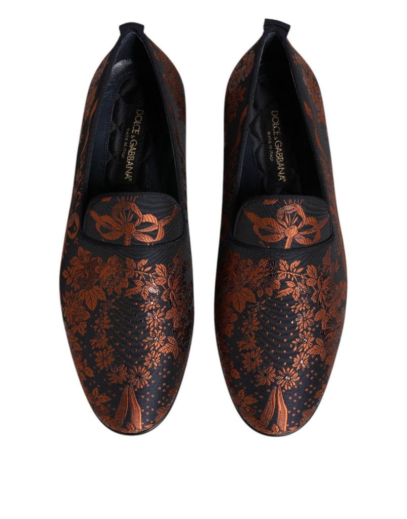 Dolce & Gabbana Black Jacquard Polyester Slip On Loafers Shoes - Beyzy Store - Dolce & Gabbana