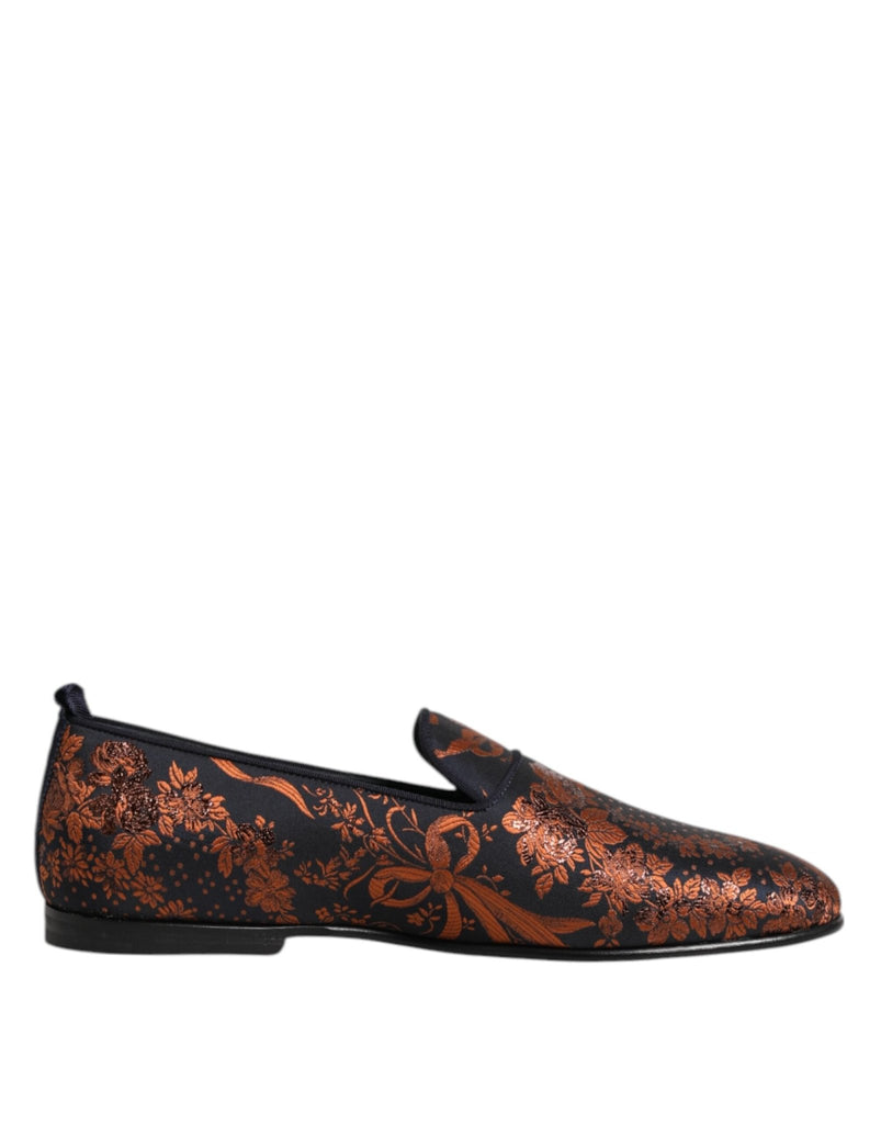 Dolce & Gabbana Black Jacquard Polyester Slip On Loafers Shoes - Beyzy Store - Dolce & Gabbana