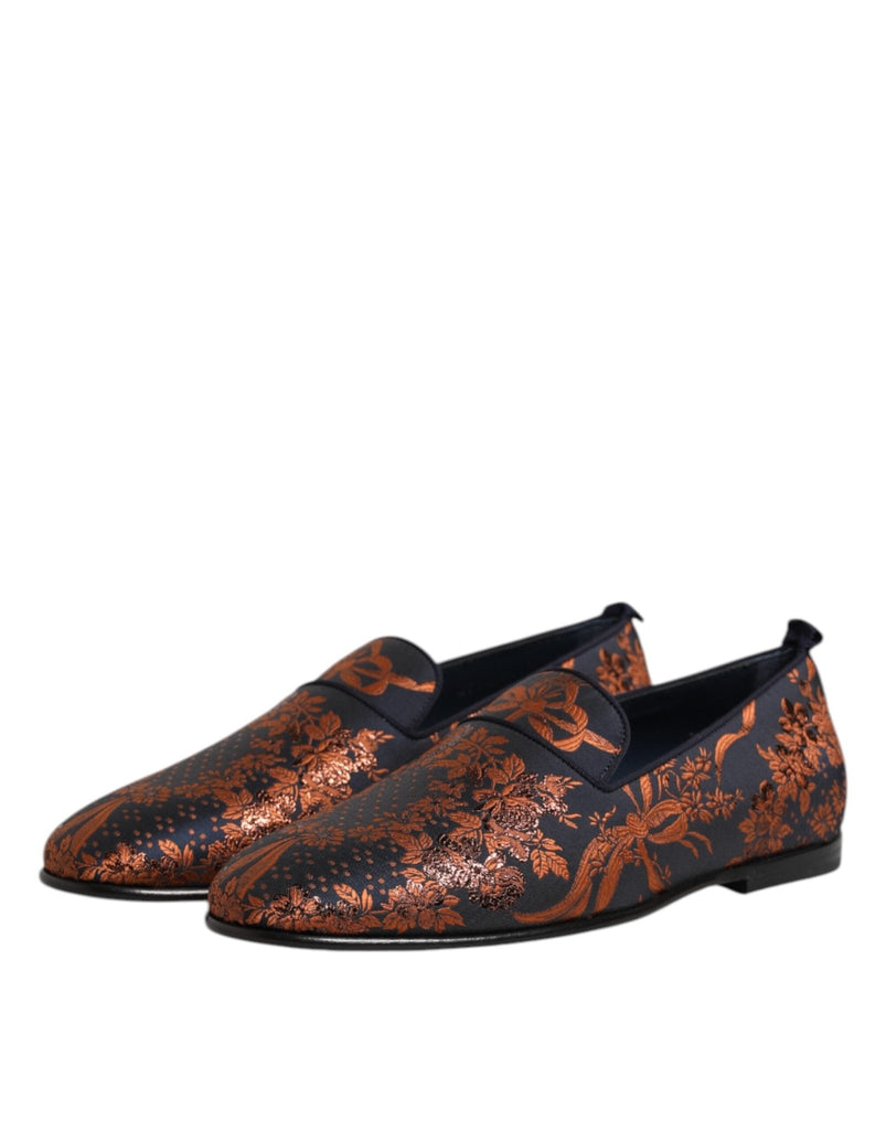 Dolce & Gabbana Black Jacquard Polyester Slip On Loafers Shoes - Beyzy Store - Dolce & Gabbana