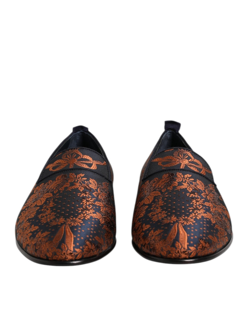 Dolce & Gabbana Black Jacquard Polyester Slip On Loafers Shoes - Beyzy Store - Dolce & Gabbana