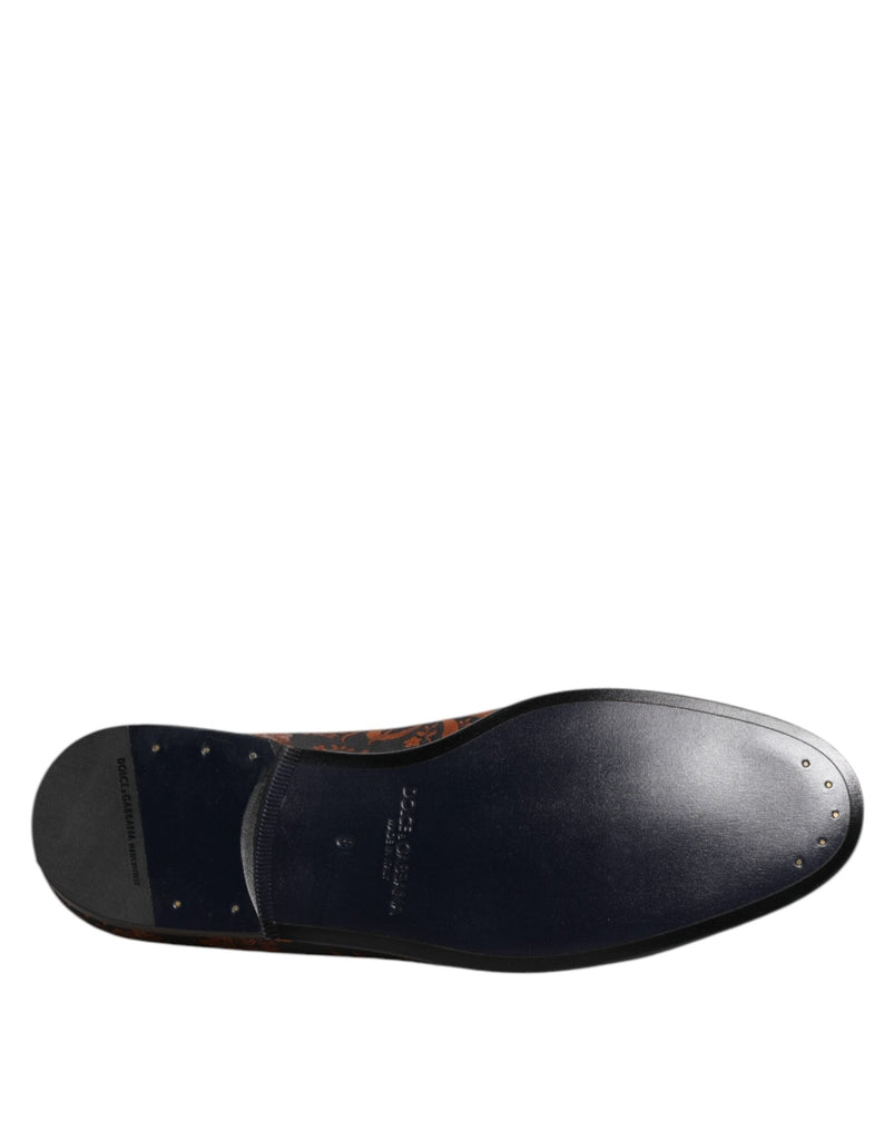 Dolce & Gabbana Black Jacquard Polyester Slip On Loafers Shoes - Beyzy Store - Dolce & Gabbana