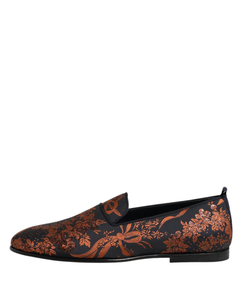 Dolce & Gabbana Black Jacquard Polyester Slip On Loafers Shoes - Beyzy Store - Dolce & Gabbana