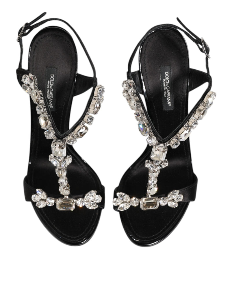 Dolce & Gabbana Black Keira Crystals Heels Sandals Shoes - Beyzy Store - Dolce & Gabbana