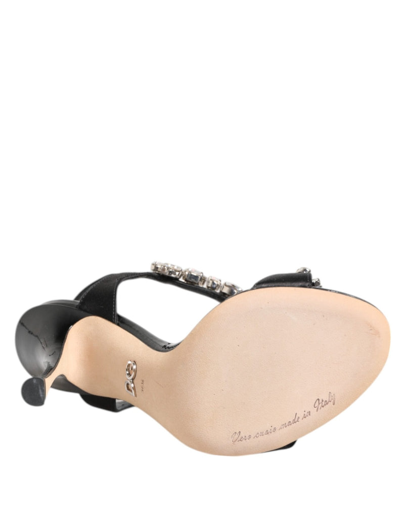Dolce & Gabbana Black Keira Crystals Heels Sandals Shoes - Beyzy Store - Dolce & Gabbana