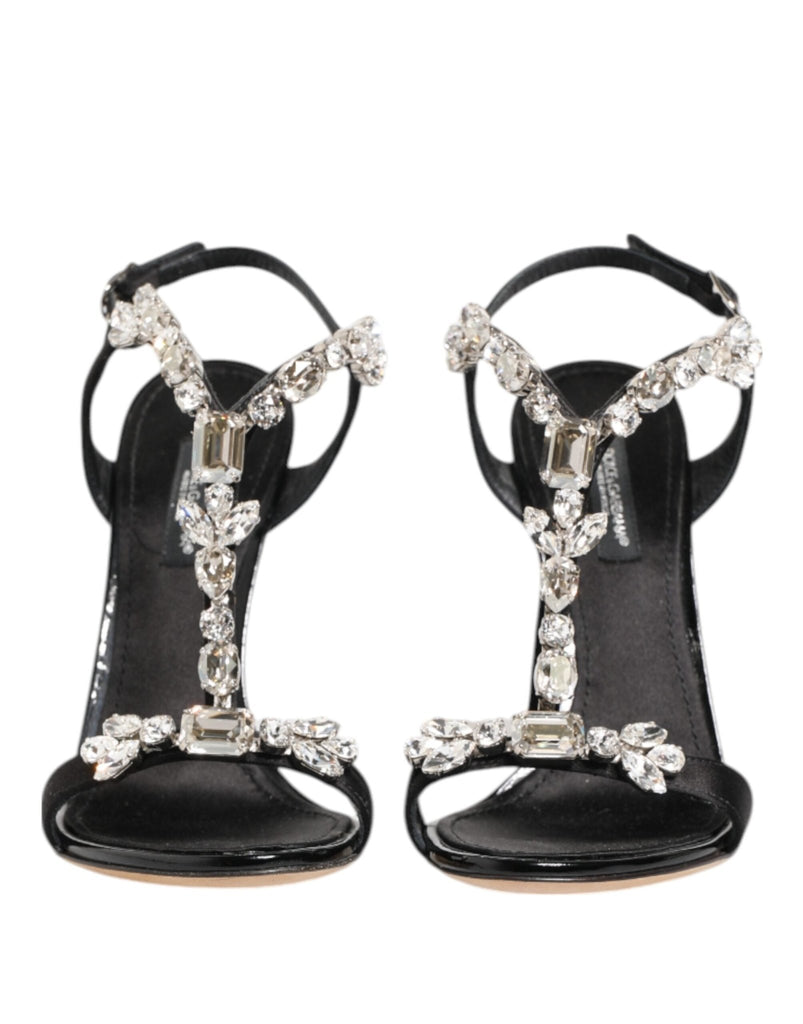 Dolce & Gabbana Black Keira Crystals Heels Sandals Shoes - Beyzy Store - Dolce & Gabbana