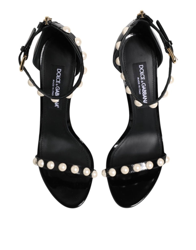 Dolce & Gabbana Black KEIRA Pearl Embellished Sandals Shoes - Beyzy Store - Dolce & Gabbana