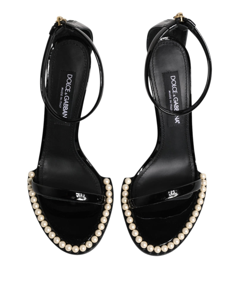 Dolce & Gabbana Black KEIRA Pearl Embellished Sandals Shoes - Beyzy Store - Dolce & Gabbana