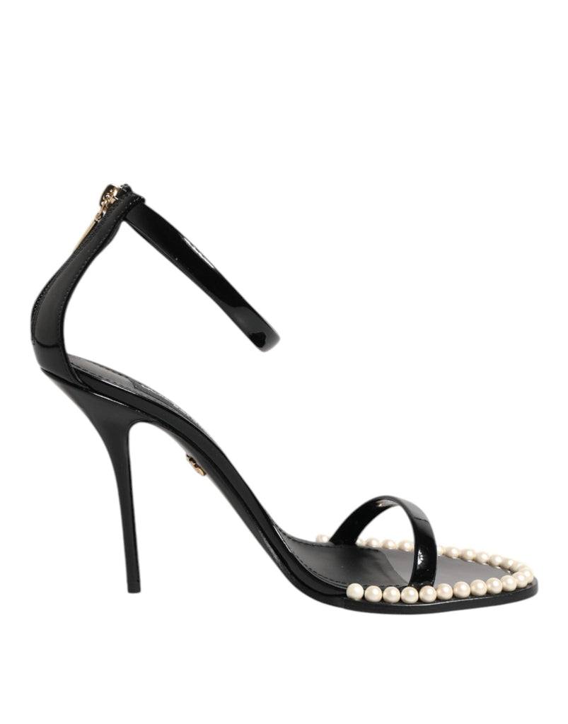 Dolce & Gabbana Black KEIRA Pearl Embellished Sandals Shoes - Beyzy Store - Dolce & Gabbana
