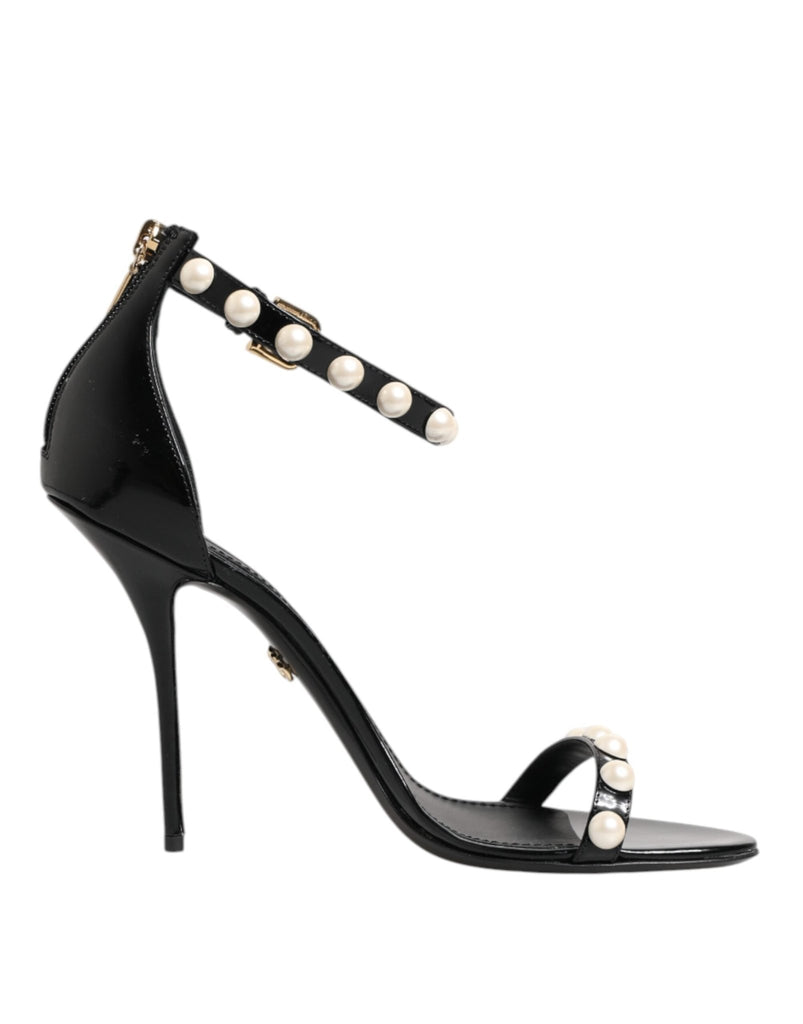 Dolce & Gabbana Black KEIRA Pearl Embellished Sandals Shoes - Beyzy Store - Dolce & Gabbana