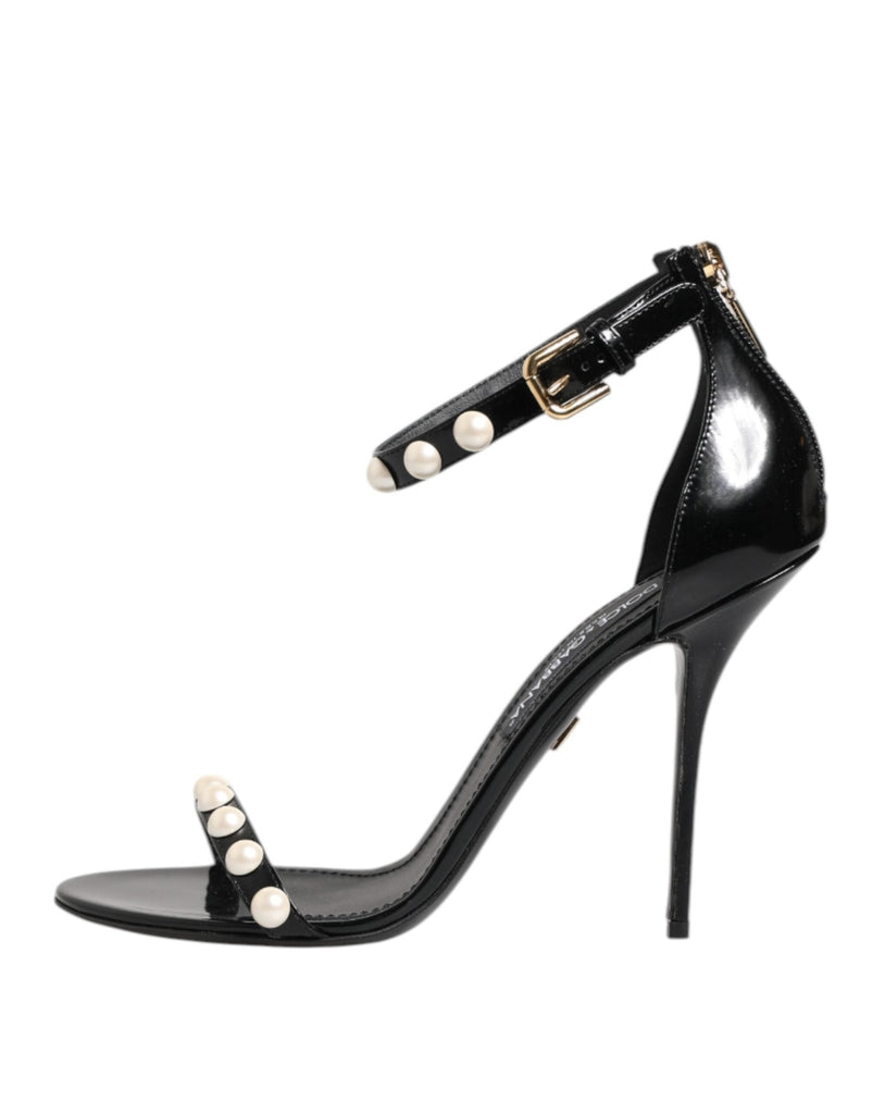Dolce & Gabbana Black KEIRA Pearl Embellished Sandals Shoes - Beyzy Store - Dolce & Gabbana