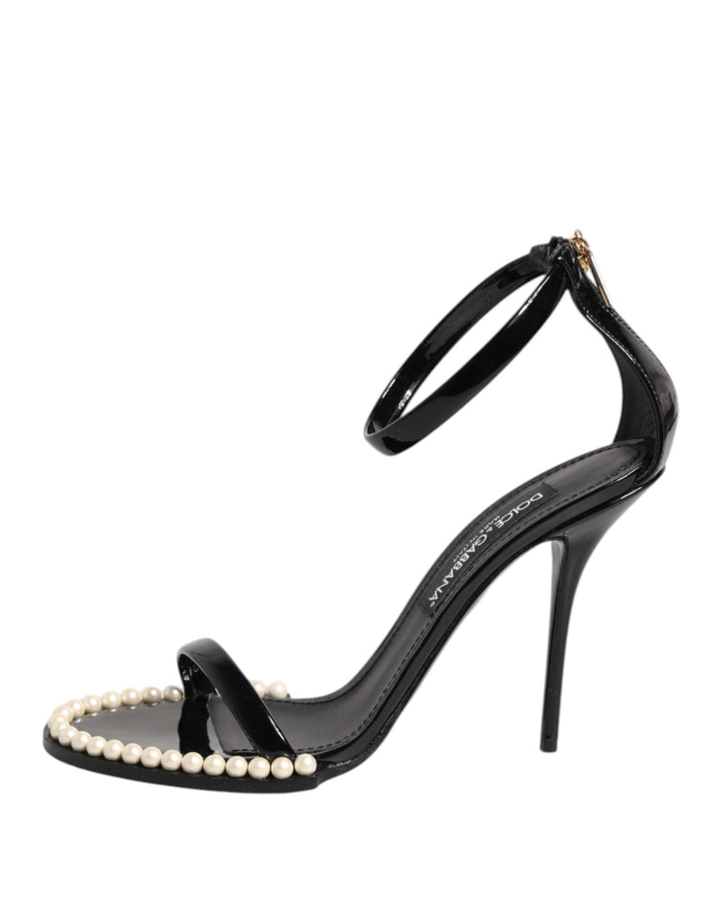 Dolce & Gabbana Black KEIRA Pearl Embellished Sandals Shoes - Beyzy Store - Dolce & Gabbana
