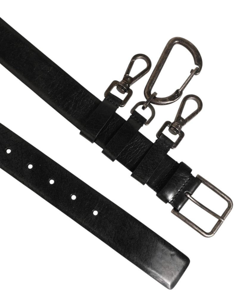 Dolce & Gabbana Black Key Ring Clip Attachments Buckle Belt - Beyzy Store - Dolce & Gabbana