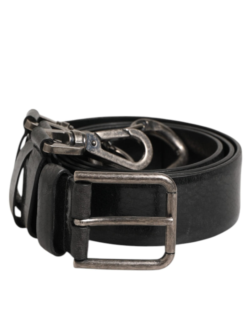 Dolce & Gabbana Black Key Ring Clip Attachments Buckle Belt - Beyzy Store - Dolce & Gabbana