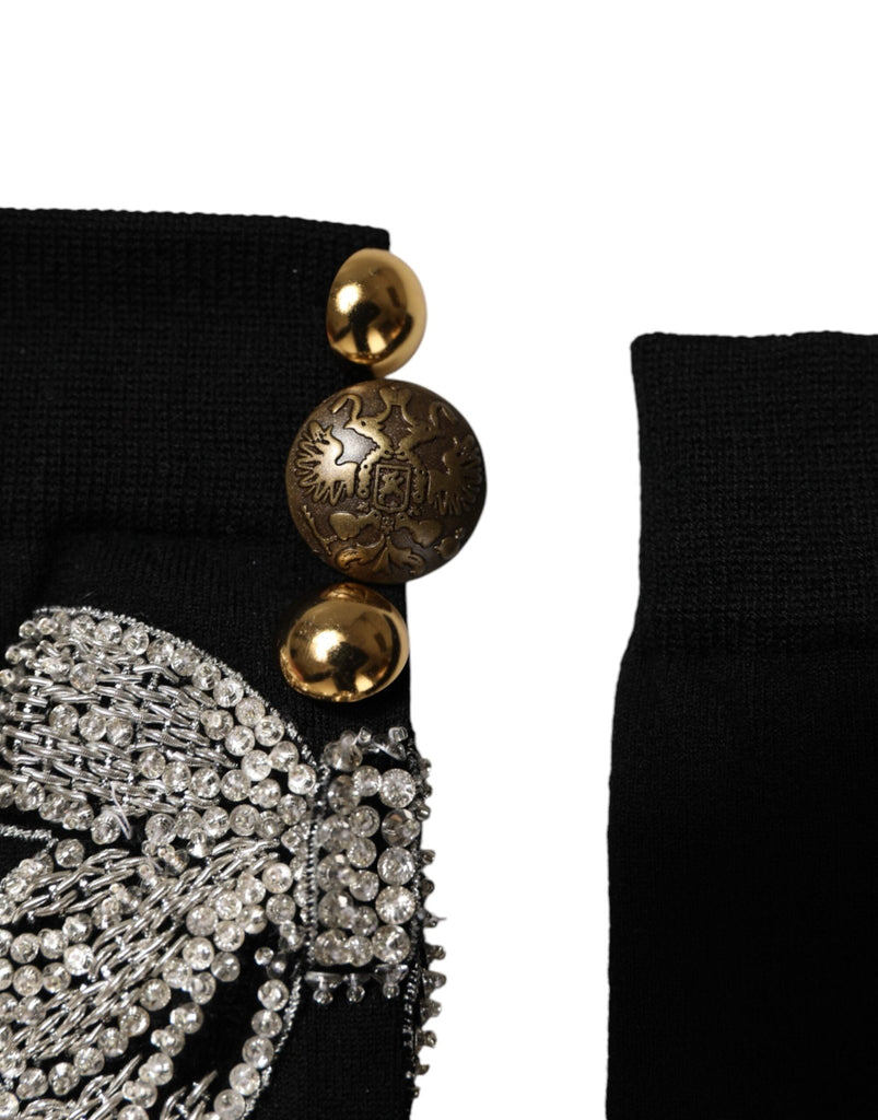 Dolce & Gabbana Black Knit Floral Crystal Embellishment Socks - Beyzy Store - Dolce & Gabbana