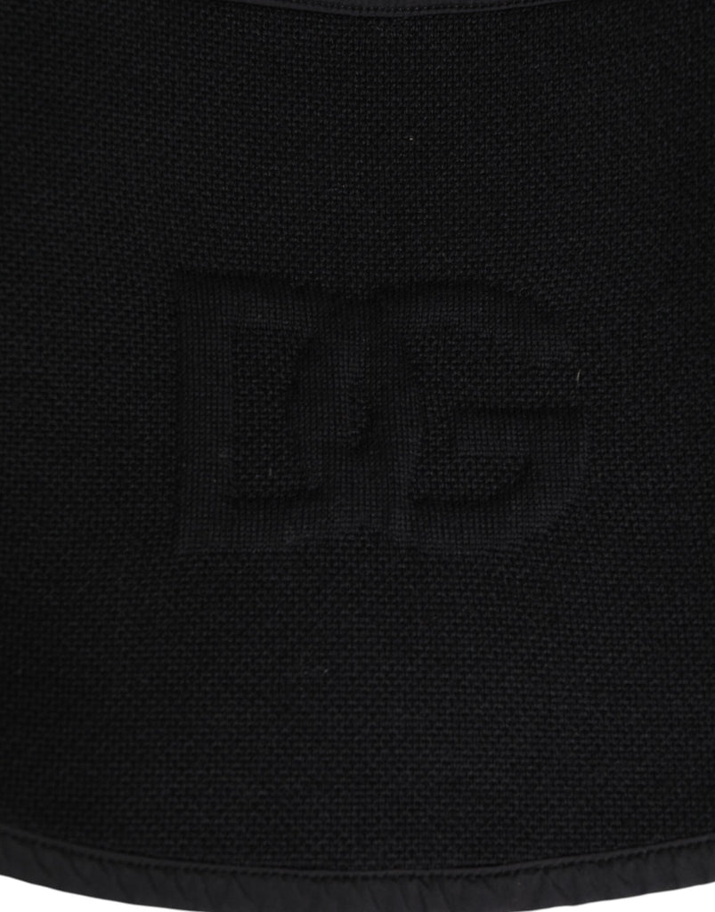 Dolce & Gabbana Black Lace Stole Knitted DG Logo Men One Size Scarf - Beyzy Store - Dolce & Gabbana