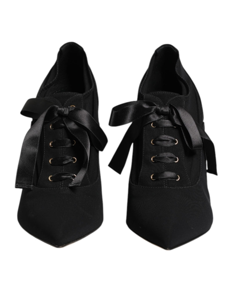 Dolce & Gabbana Black Lace Up Stiletto Heels Pumps Shoes - Beyzy Store - Dolce & Gabbana
