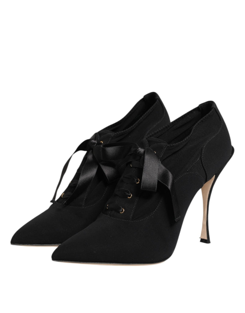 Dolce & Gabbana Black Lace Up Stiletto Heels Pumps Shoes - Beyzy Store - Dolce & Gabbana