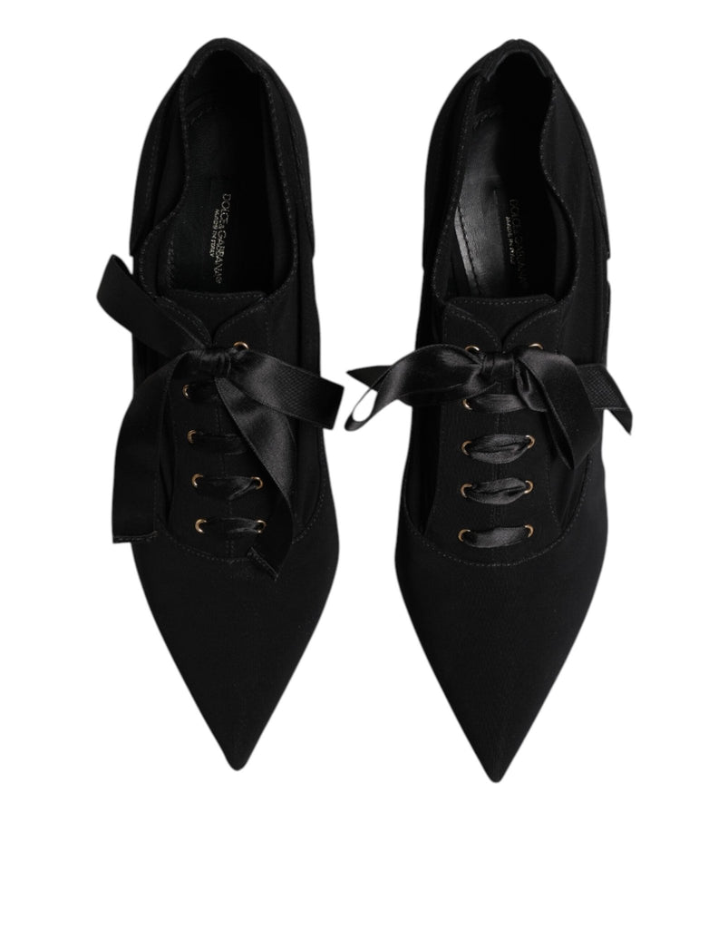 Dolce & Gabbana Black Lace Up Stiletto Heels Pumps Shoes - Beyzy Store - Dolce & Gabbana