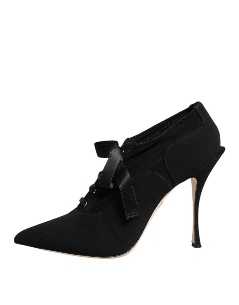 Dolce & Gabbana Black Lace Up Stiletto Heels Pumps Shoes - Beyzy Store - Dolce & Gabbana
