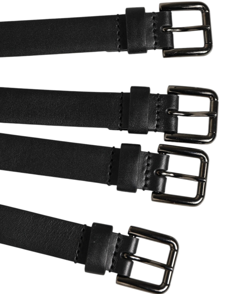 Dolce & Gabbana Black Leather 4 - Strap Metal Multi - Buckle Belt - Beyzy Store - Dolce & Gabbana