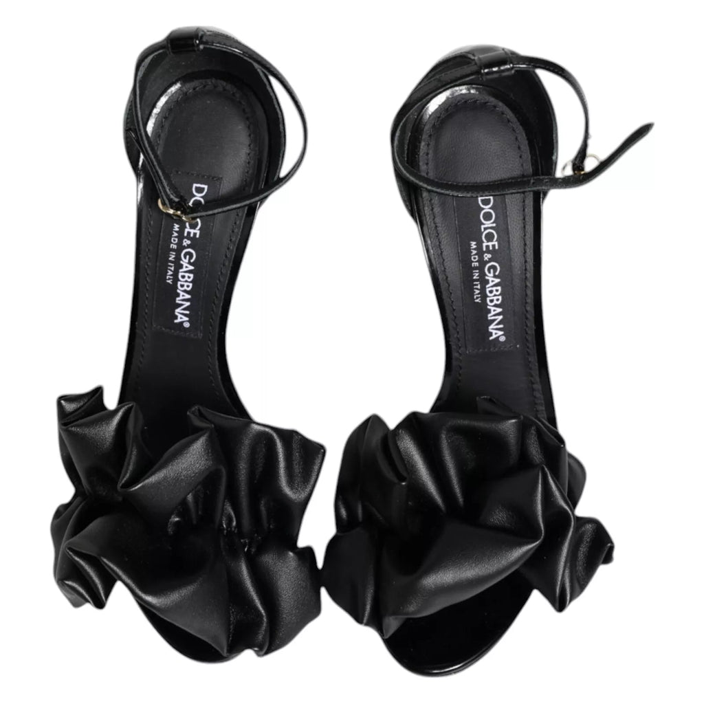 Dolce & Gabbana Black Leather Ankle Strap Heel Sandals Shoes - Beyzy Store - Dolce & Gabbana