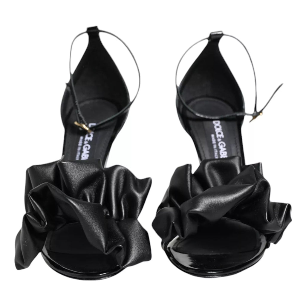 Dolce & Gabbana Black Leather Ankle Strap Heel Sandals Shoes - Beyzy Store - Dolce & Gabbana