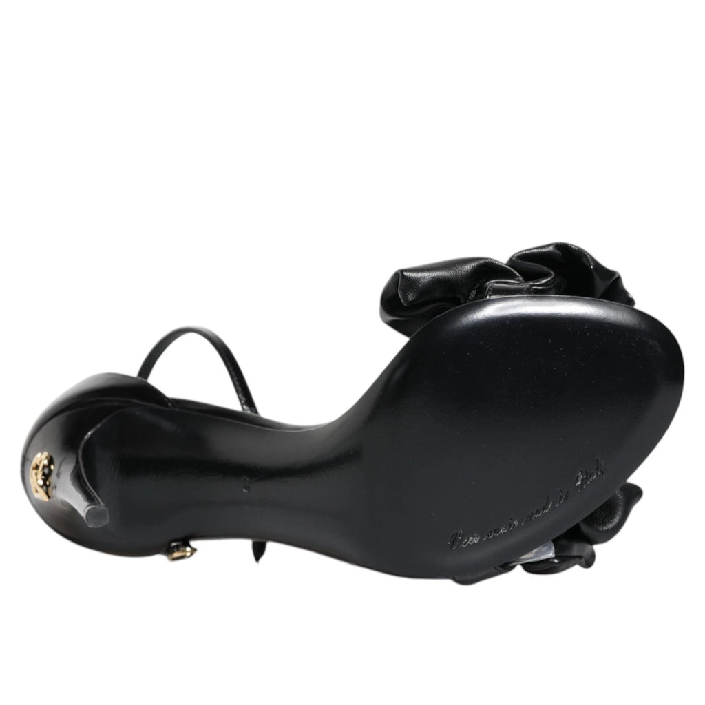 Dolce & Gabbana Black Leather Ankle Strap Heel Sandals Shoes - Beyzy Store - Dolce & Gabbana