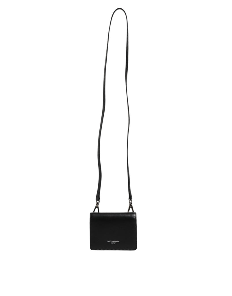 Dolce & Gabbana Black Leather Bifold Card Holder Crossbody Men Borse Bag - Beyzy Store - Dolce & Gabbana