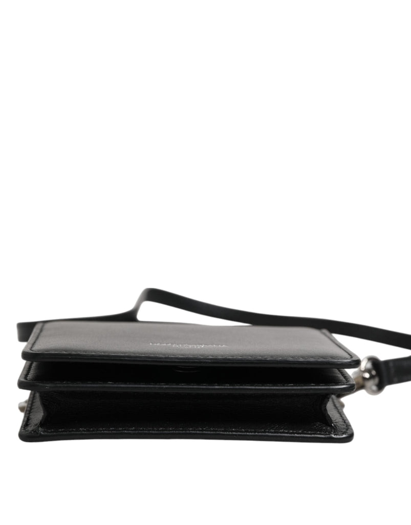 Dolce & Gabbana Black Leather Bifold Card Holder Crossbody Men Borse Bag - Beyzy Store - Dolce & Gabbana