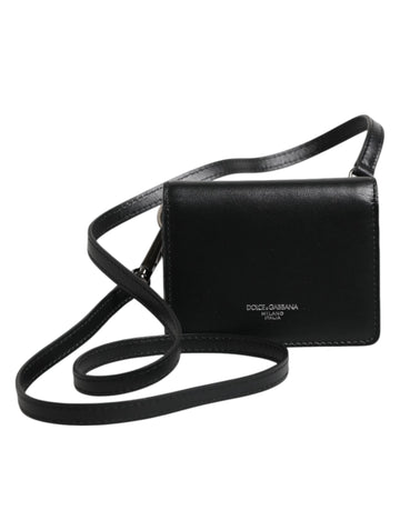 Dolce & Gabbana Black Leather Bifold Card Holder Crossbody Men Borse Bag - Beyzy Store - Dolce & Gabbana