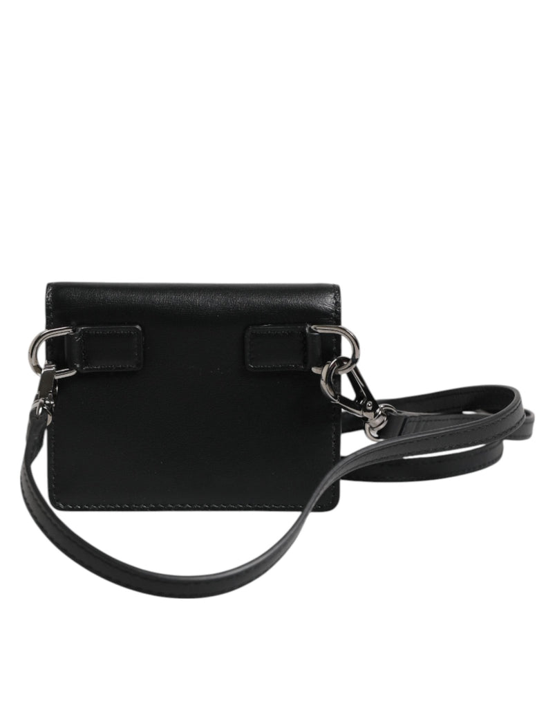Dolce & Gabbana Black Leather Bifold Card Holder Crossbody Men Borse Bag - Beyzy Store - Dolce & Gabbana