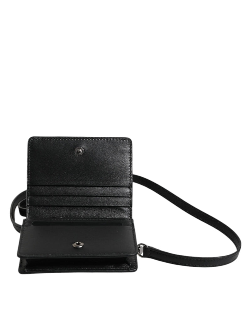 Dolce & Gabbana Black Leather Bifold Card Holder Crossbody Men Borse Bag - Beyzy Store - Dolce & Gabbana