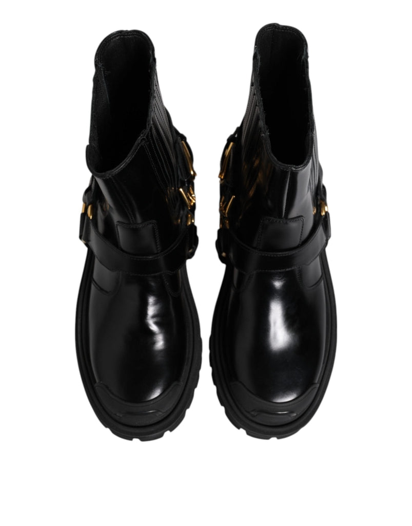 Dolce & Gabbana Black Leather Chelsea Men Short Boots Shoes - Beyzy Store - Dolce & Gabbana