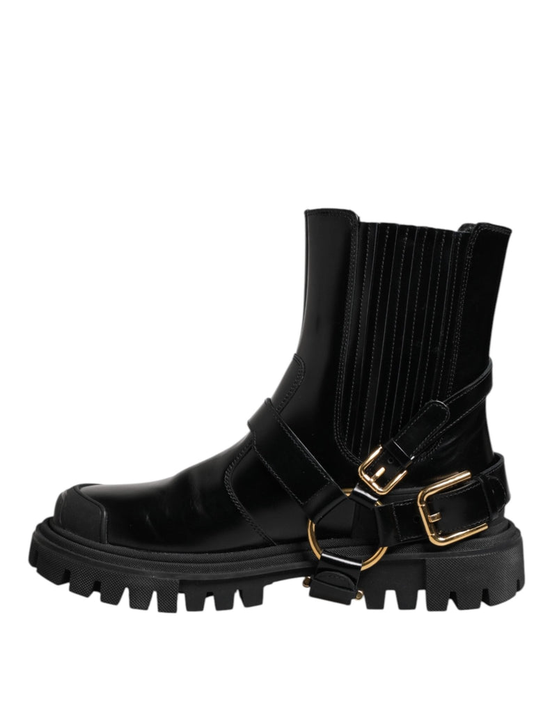 Dolce & Gabbana Black Leather Chelsea Men Short Boots Shoes - Beyzy Store - Dolce & Gabbana