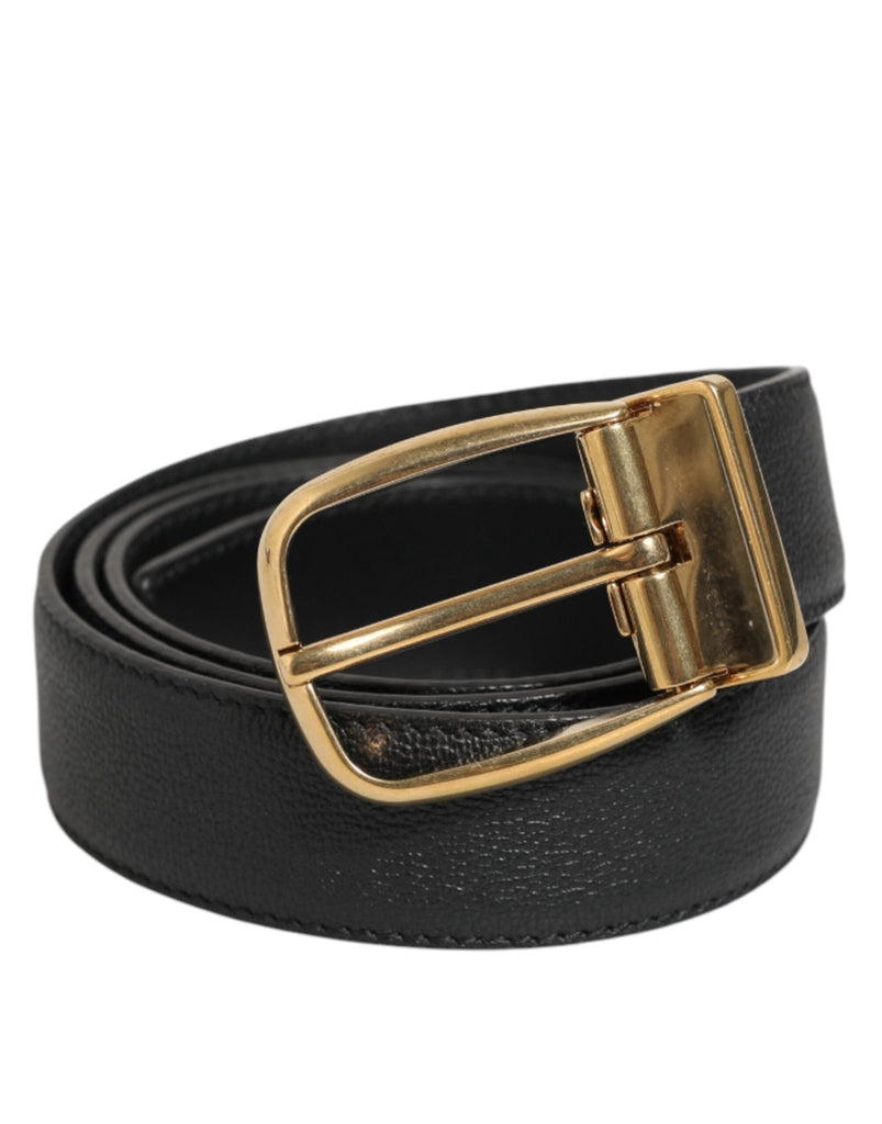 Dolce & Gabbana Black Leather Classic Metal Logo Buckle Belt - Beyzy Store - Dolce & Gabbana