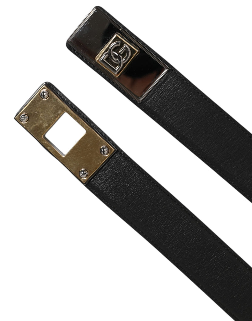 Dolce & Gabbana Black Leather Classic Metal Logo Buckle Belt - Beyzy Store - Dolce & Gabbana