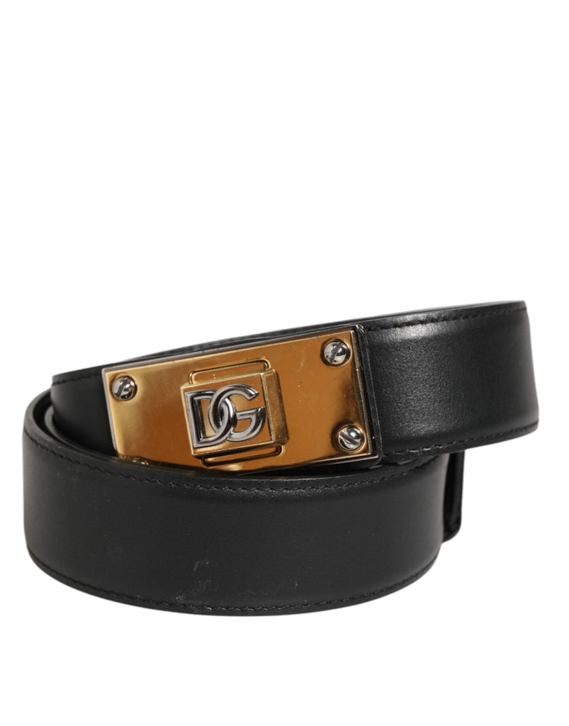 Dolce & Gabbana Black Leather Classic Metal Logo Buckle Belt - Beyzy Store - Dolce & Gabbana