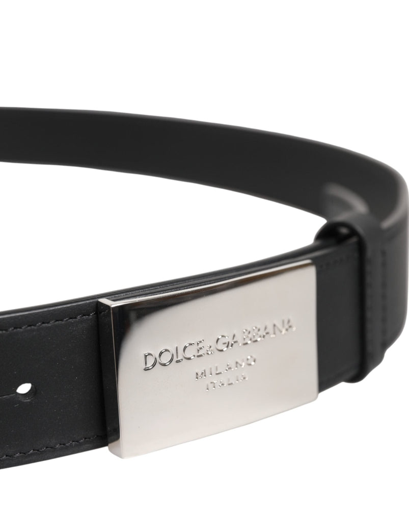 Dolce & Gabbana Black Leather Classic Metal Logo Buckle Belt - Beyzy Store - Dolce & Gabbana