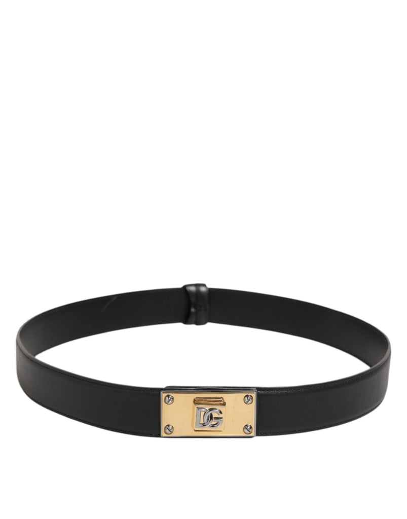 Dolce & Gabbana Black Leather Classic Metal Logo Buckle Belt - Beyzy Store - Dolce & Gabbana
