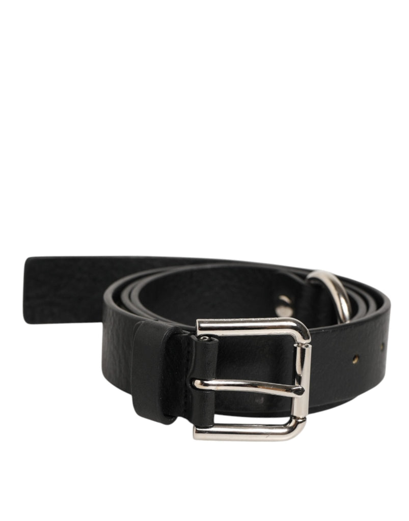 Dolce & Gabbana Black Leather Classic Metal Logo Buckle Belt - Beyzy Store - Dolce & Gabbana