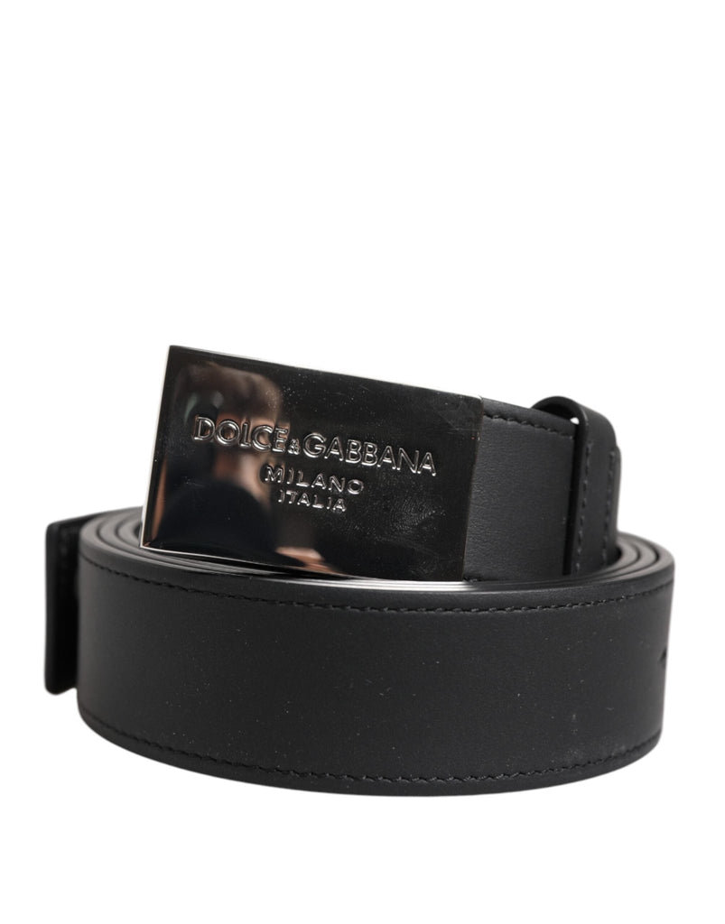 Dolce & Gabbana Black Leather Classic Metal Logo Buckle Belt - Beyzy Store - Dolce & Gabbana