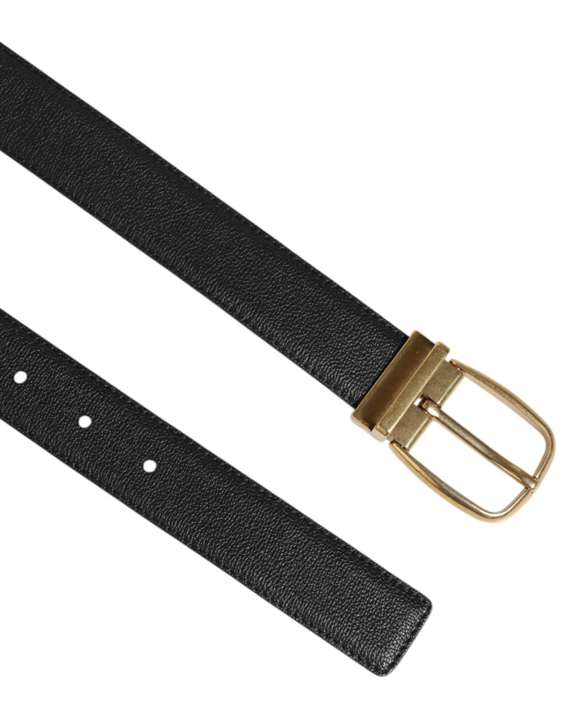 Dolce & Gabbana Black Leather Classic Metal Logo Buckle Belt - Beyzy Store - Dolce & Gabbana