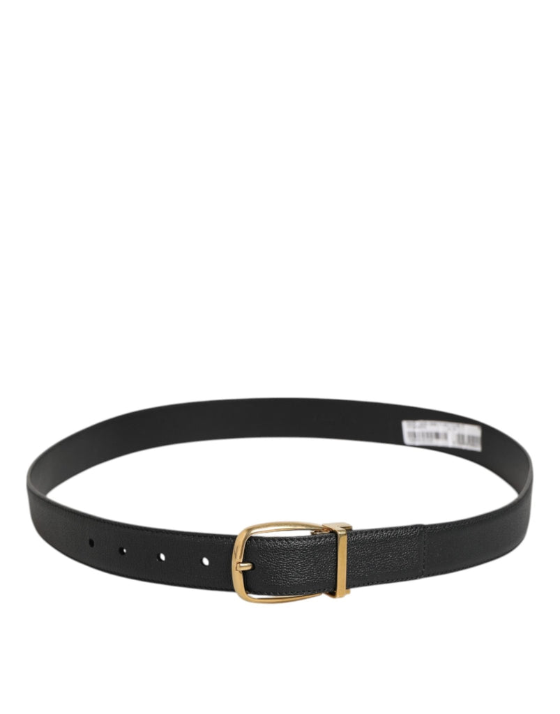 Dolce & Gabbana Black Leather Classic Metal Logo Buckle Belt - Beyzy Store - Dolce & Gabbana
