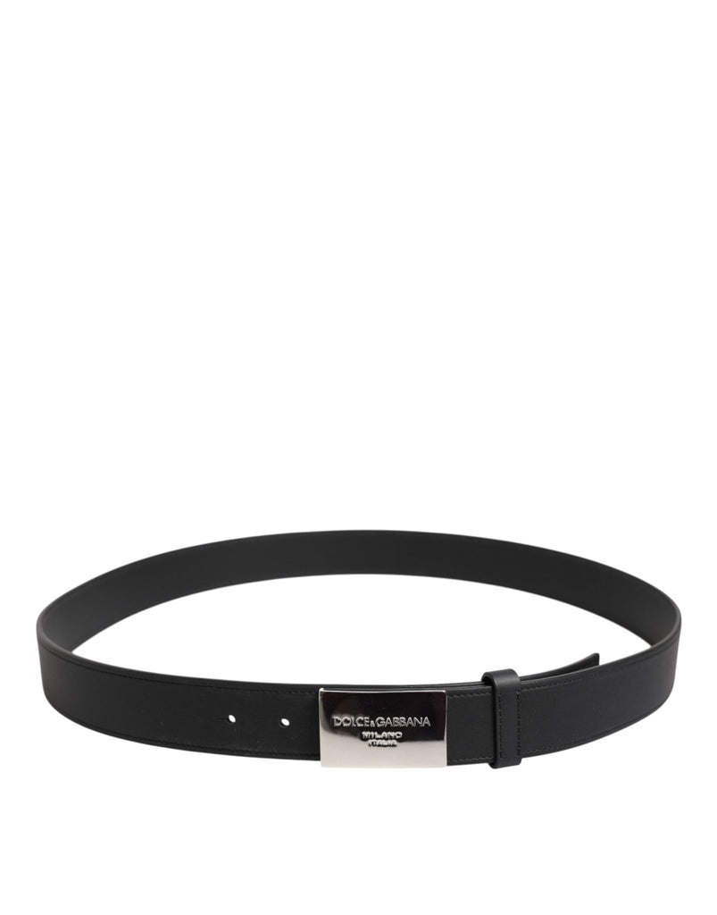 Dolce & Gabbana Black Leather Classic Metal Logo Buckle Belt - Beyzy Store - Dolce & Gabbana