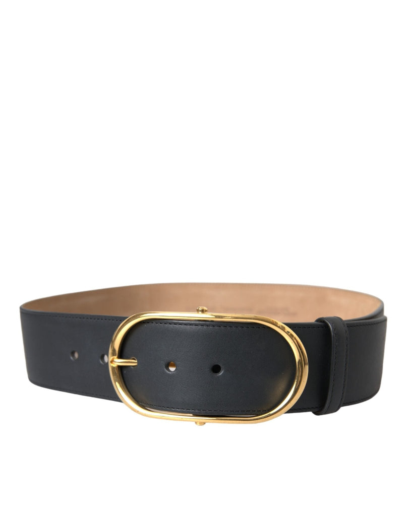 Dolce & Gabbana Black Leather Classic Metal Oval Buckle Belt - Beyzy Store - Dolce & Gabbana