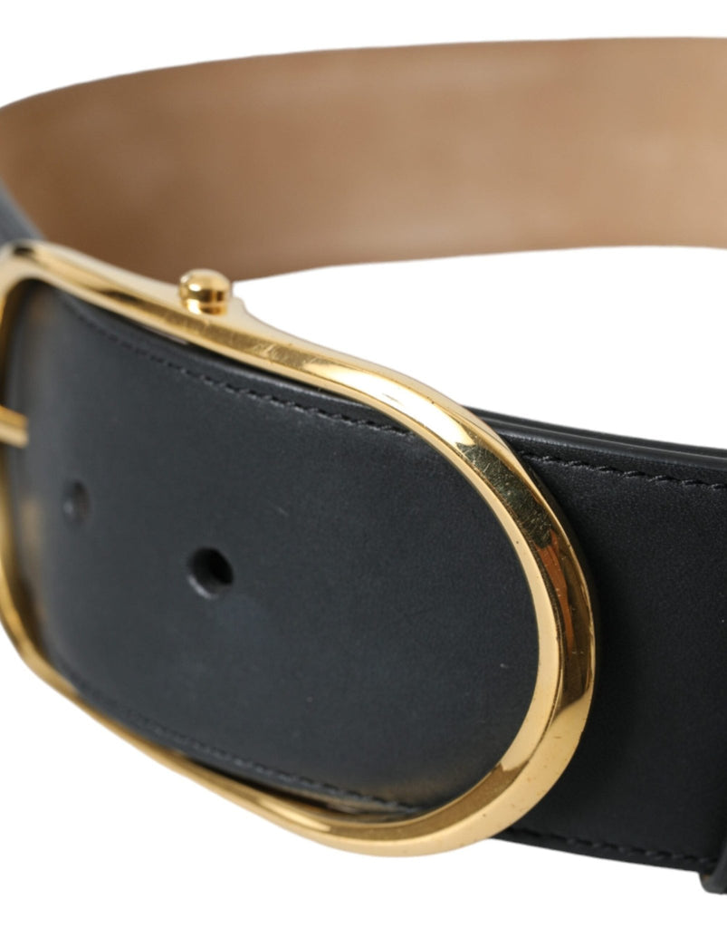 Dolce & Gabbana Black Leather Classic Metal Oval Buckle Belt - Beyzy Store - Dolce & Gabbana