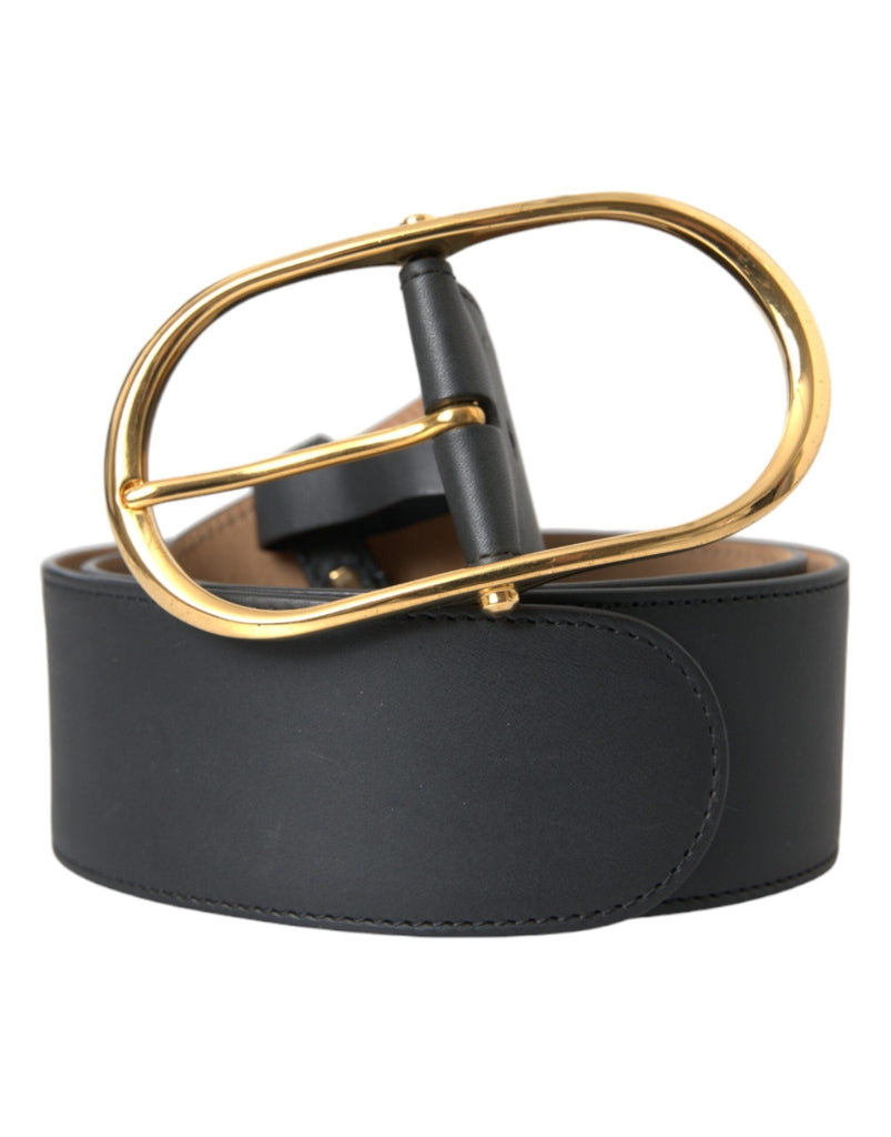 Dolce & Gabbana Black Leather Classic Metal Oval Buckle Belt - Beyzy Store - Dolce & Gabbana
