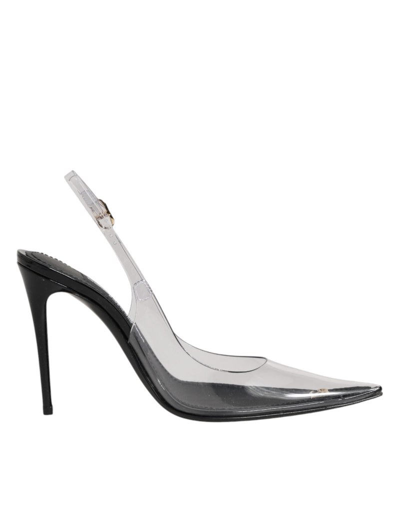 Dolce & Gabbana Black Leather Clear PVC Slingback Pumps Shoes - Beyzy Store - Dolce & Gabbana