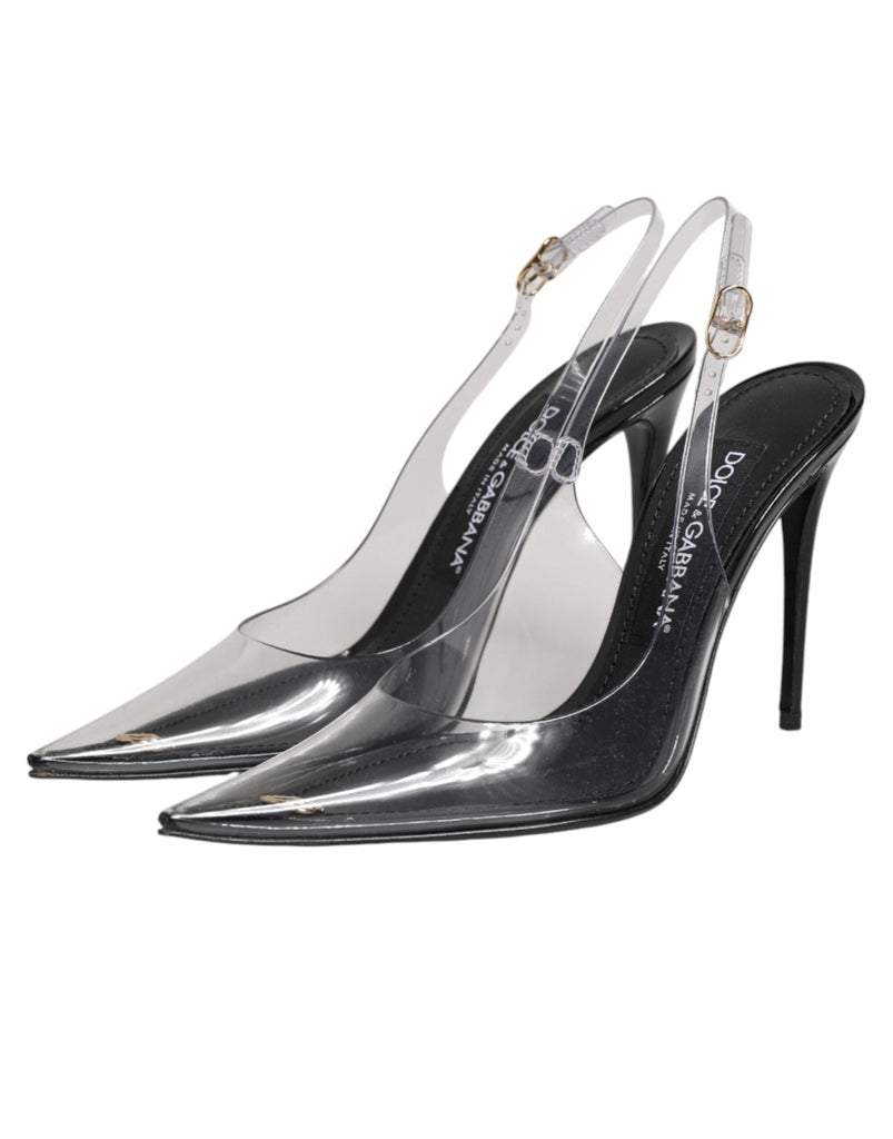 Dolce & Gabbana Black Leather Clear PVC Slingback Pumps Shoes - Beyzy Store - Dolce & Gabbana